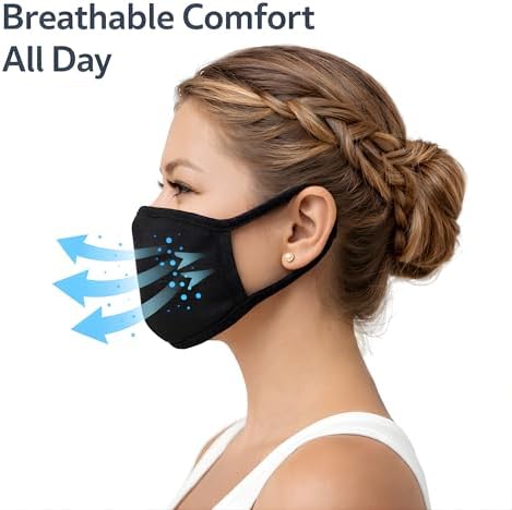 ZOFINA™ 3 Pack Cloth Face Mask for Adults Reusable 3-Layer Cotton Face Masks, Washable Breathable Fabric Mask for Women & Men