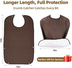 Adult Bibs for Men, 4-Pack 18"x30" Reusable Waterproof with Optional Crumb Catcher, Adult Bibs for Eating, Gifts for Elderly Men, Seniors and Adults with Special Needs