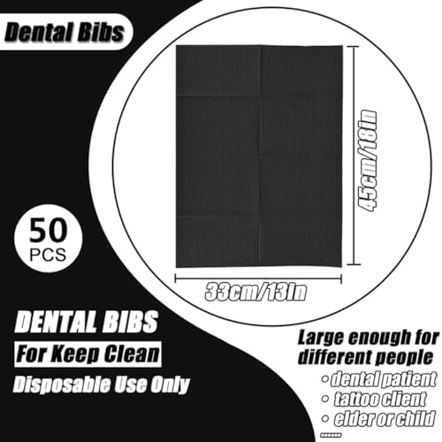 Yuelong Disposable Dental Bibs 50pcs Tattoo Bibs Colorful Tattoos Table Covers 3 Ply Waterproof Napkin Patient Bib 13" x 18" for Dentist Nail Tattooing Piercing Tray Covers Supplies