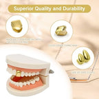 Teeth Single Tooth Cap Gold Caps for Women and Men Hip Hop Grillz Dental Mouth Piece Fake Open Face Grills Kit Stylish Golds for Girls Painted Hip Hop Accessories