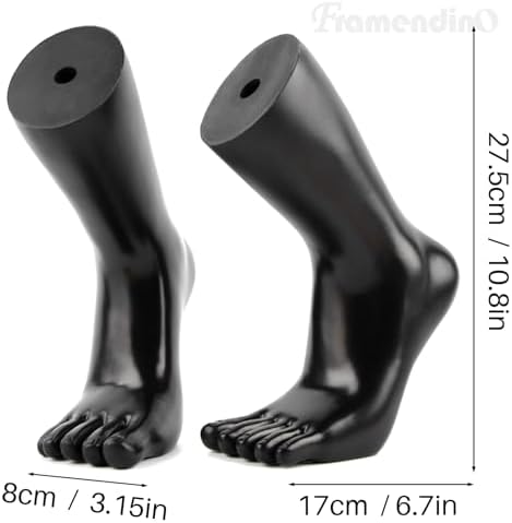 Framendino, 2 Pack Plastic Mannequin Foot Display Model Stand for Jewelry Ankle Chain Socks Shoes Black Left Right