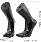 Framendino, 2 Pack Plastic Mannequin Foot Display Model Stand for Jewelry Ankle Chain Socks Shoes Black Left Right
