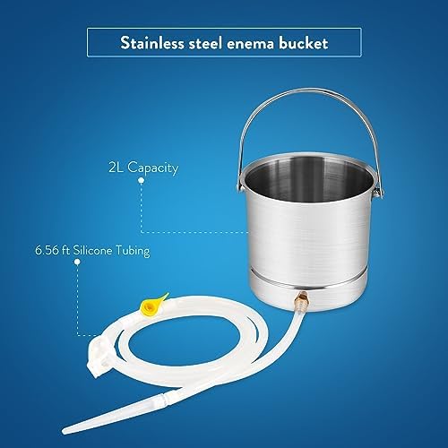 Coffee Enema Bucket Kit Stainless Steel 2 Quart Capacity for Cleansing Detox Enemas