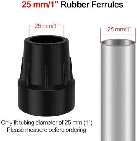 supregear Walking Cane Tips 1", 6pcs Heavy Duty 1 Inch Crutch Tips -Replacement Rubber Leg Caps for Canes, Walking Sticks, Crutches and Walkers (Black, 25mm)