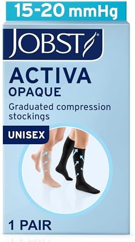 JOBST ACTIVA Opaque 15-20 mmHg Compression Socks for Women and Men, Knee High, Closed Toe, Silky Beige, Large