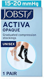 JOBST ACTIVA Opaque 15-20 mmHg Compression Socks for Women and Men, Knee High, Closed Toe, Black, Large