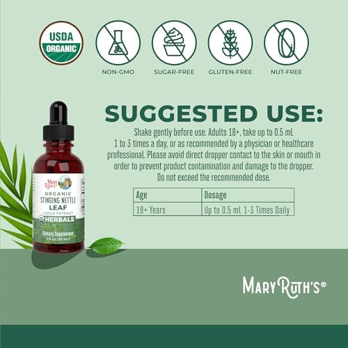 MARYRUTH'S Organics Stinging Nettle Leaf Extract | Detox Supplement Herbal Drops | USDA Organic | Vegan | Non-GMO | Gluten Free | 1 Fluid Oz
