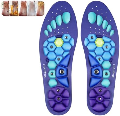 Acupressure Insoles for Men and Women: Magnetic Massage Insoles with Acupoint Therapy, Shock Absorption, Non-Slip, Feet Comfort Support (Blue, S(Men 4-7/Women 5-8))