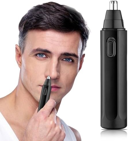Electric Nose Hair Trimmer for Men and Women Battery Operated Clipper Waterproof Tool with Rotary Blade for Precision