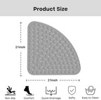 XIYUNTE Corner Shower Mat Non Slip - 21 x 21 Inches Corner Shower Mats for Inside Shower, Non Slip Triangle Shower Mat, Corner Shower Stall Mat with Suction Cups, Machine Washable, Grey