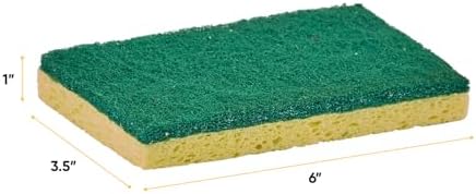 Scrubee Heavy Duty Scrub Sponge with Scouring Pad, Kitchen Dishwashing, Sink, Pot and Frying Pan Cellulose Scrubber Sponge Non Scratch. by Superio… (6" 3 Pack)