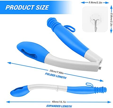 Jhua Foldable Butt Wiper Tool for Women Men Toilet Aids for Wiping 15.7" Long Comfort Bottom Buddy Wiping Aid, Self Wipe Assist Toilet Aids Wand for Disabled, Elderly, Overweight, Pregnant People