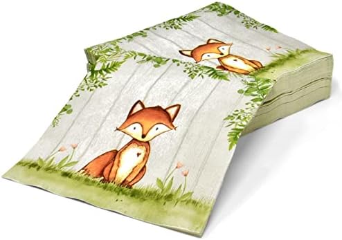 Gift Boutique - 100 Woodland Animal Creatures Luncheon Napkins Disposable Paper Pack Rustic Forest Friends Fox Deer Dinner Lunch Napkin for Animals Camping Hunting