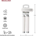KitchenAid Classic Multifunction Can Opener and Bottle Opener Easy to Use, Razor Sharp Stainless Steel Cutting Wheel, Soft Ergonomic Handles, White