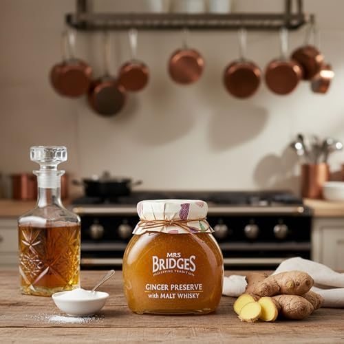 Mrs Bridges Ginger Preserve with Malt Whisky, Made in Scotland, 12oz Jar (Pack of 1)