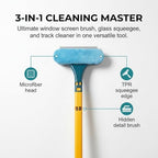 Window Screen Cleaning Brush,2 in 1 Window Screen Cleaner Tool with Squeegee,Mesh Screen Cleaner,Multi-Purpose Cleaning Brush for Patio, Door, Porch Screens (Yellow Green)