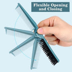 MAGICLULU 2Pcs Travel Foldable Brush, Dual Headed Folding Comb Brush with Bristles, Portable Edge Control Beard Grooming Hairbrush for Men Slick Back Women Purse Pocket Gym Hair Styling Tool