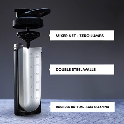 Smartshake Insulated Stainless Steel Blender Shaker Cup for Protein Mixes, Shakes and Pre Workout – 750ml 25oz Double-Walled Vacuum Insulated Water Bottle for Cold Drinks – BPA-Free (Black)