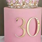 Gold Acrylic Number 30 Cake Topper, Happy 30th Birthday Cake Side Decoration,Thirty Years Old Cake Pick Decoration For 30th Anniversary Party Supplies (30-2)