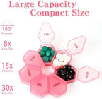 2 Pack 7-Day Weekly Pill Organizer, Daily Vitamin Pill Case, Portable Medication Management Pill Box for Home Travel Purse Pocket (Pink&Black)