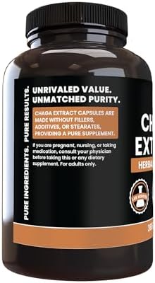 PURE ORIGINAL INGREDIENTS Chaga Mushroom Extract (365 Capsules) No Magnesium Or Rice Fillers, Always Pure, Lab Verified