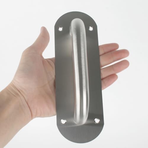 Stainless Steel Door Plate Handle, Heavy Duty Pull/Push, Sliding Barn Pull Shed Commercial Fire Door Handle,2 Pack,7.9" x 2.6" (Oval)