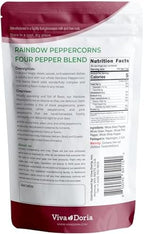 Viva Doria Rainbow Peppercorns - Four Peppercorn Blend, Whole Black, Green, Pink and White Pepper, Steam Sterilized 6 Oz, For Grinder Refill
