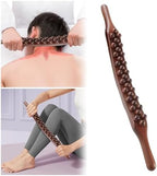 Wooden Massage Stick with 31 Beads for Deep Tissue Relief Portable Body Massager Gua Sha Tool for Lymphatic Drainage Muscle Recovery Back Leg Neck Pain Relief Acupressure Wooden Roller Stick (Brown)