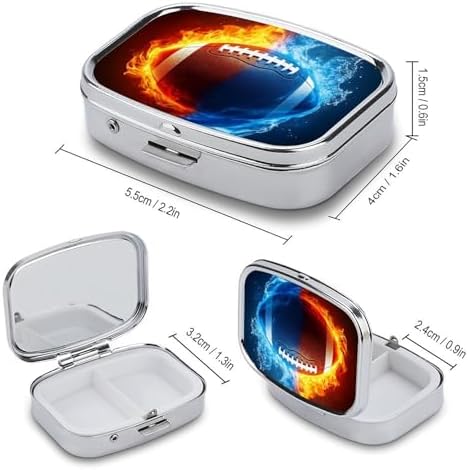 Small Pill Case Compatible with American Football On Fire for Pocket Purse, Travel Pill Organizer Pill Box Portable Medicine Organizer, Cute Pill Holder Container for Vitamin, Fish Oil