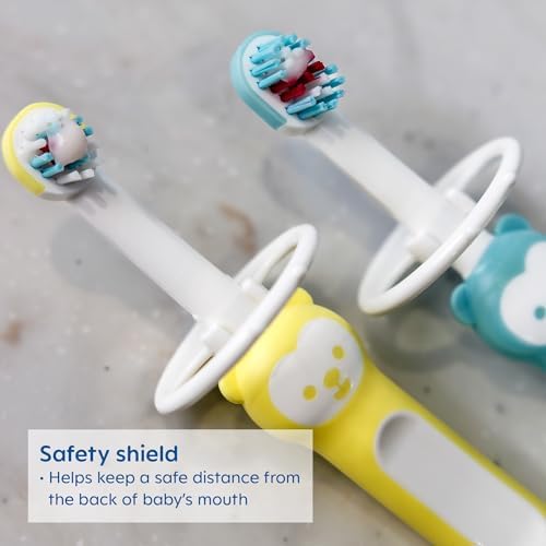 MAM Baby Toothbrush Training Brush 6+ Months – Extra Soft Infant & Toddler Toothbrush with Safety Shield, Small Rounded Head for First Teeth & Gums, Indicator Bristles, Non Slip Handle, BPA Free