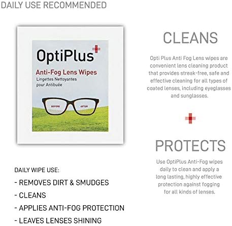 OptiPlus Anti Fog Lens Wipes l Pre-Moistened l Cleaning Wipes for Glasses, Laptops Screens, Smart Phones, Optical Lens, Goggles, and Watch Screen l Quick-Dry & Scratch-Free l Two Pack of 100 Pack