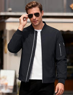 MAGCOMSEN Men's Bomber Jacket Casual Windproof Quilted Jacket Full Zip Windbreaker Winter Warm Varsity Jacket with Pockets