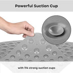 XIYUNTE Corner Shower Mat Non Slip - 21 x 21 Inches Corner Shower Mats for Inside Shower, Non Slip Triangle Shower Mat, Corner Shower Stall Mat with Suction Cups, Machine Washable, Grey