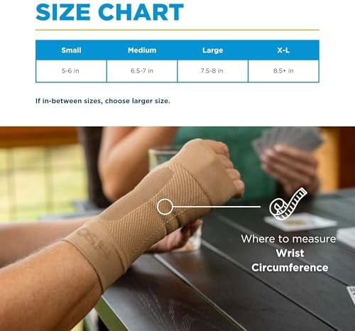 OrthoSleeve WS6 Compression Wrist Sleeve/Carpal Tunnel Wrist Brace, Supports Pain and Strain and Fatigue