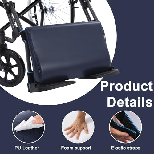 BALAPET PU Wheelchair Leg Rest, Foam Wheelchair Leg Rest Pad with Quick-Release Straps, Cushioned Calf Support & Lower Leg Stabilizer Pressure Relief for Elderly Disabled Patient