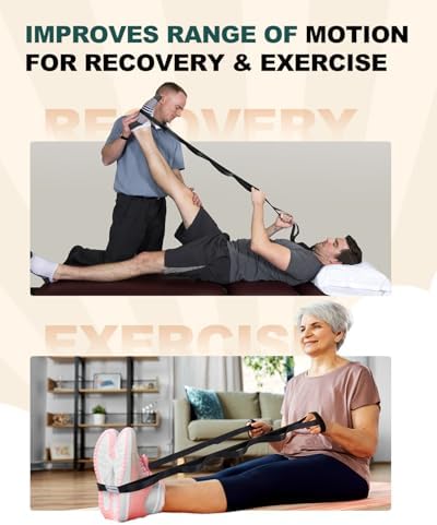Trideer Stretching Strap for Physical Therapy & Home Rehab, Non-Elastic Yoga Stretch Strap with Loops for Mobility, Yoga & Pilates Stretching
