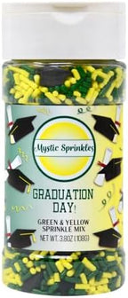 Mystic Sprinkles Graduation Day Sprinkles Mixes (Graduation Day! Green & Yellow Sprinkle Mix 3.8oz)