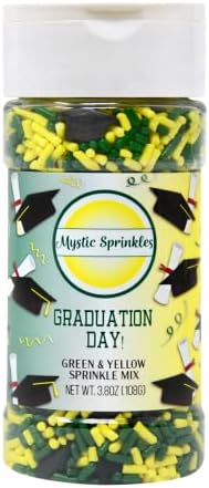 Mystic Sprinkles Graduation Day Sprinkles Mixes (Graduation Day! Green & Yellow Sprinkle Mix 3.8oz)