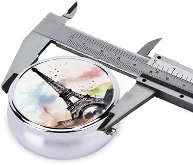 Pill Box Paris Eiffel Tower Round Pill Case for Purse Pocket 3 Compartment Medicine Pill Organizer Small Metal Pill Container Holder Portable Travel Pillbox to Hold Vitamins Fish Oil Supplements