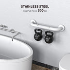 2 Pack 16 Inch Shower Grab Bar - 1.25" Diameter, ZUEXT White Stainless Steel Bathroom Grab Bar Handle, Bath Balance Bar,Safety Hand Rail Support,Handicap Injury Elderly Senior Assist Bath Handle