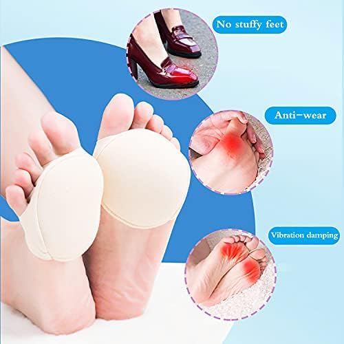 Reusable Honeycomb Fabric Forefoot Pads Soft Ball of Foot Cushions Metatarsal Pads for Women Men Prevention Pain Relief (Black,Grey)