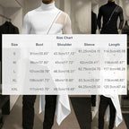Men Asymmetrical Long Side Split Long Sleeve T-Shirt Vintage Streetwear Gothic Tops Stretch Casual Shirts Clothes