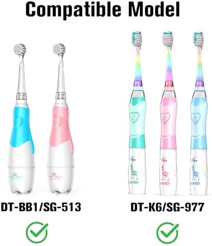 Dada-Tech Kids Electric Toothbrush Replacement Heads for DT-BB1, DT-K6, SG-513, SG-977- Pack of 4 (M)