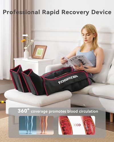 KingPavonini Leg Compression Massager for Circulation, Professional Air Compression Boots, Sequential Full Leg Massager for Circulation and Pain Relief FSA, Recovery Boots for Athletes Men Women