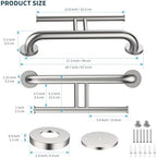 Grab Bar w/Double Toilet Paper Roll Holder Brushed Nickel, iHansee Stainless Steel Shower Support Balanced Support Handle, Wall Mounted Safety Handrail Grab Rail for Elderly Senior Handicap Disabled