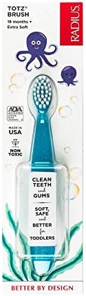 RADIUS Totz Toothbrush Extra Soft Brush BPA Free & ADA Accepted Designed for Delicate Teeth & Gums for Children 18 Months & Up - Blue Sparkle - Pack of 1