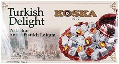 Koska Turkish Delight (Lokum) with Pistachio, 17.64 oz 1.10 Ibs 500 gr Lokum