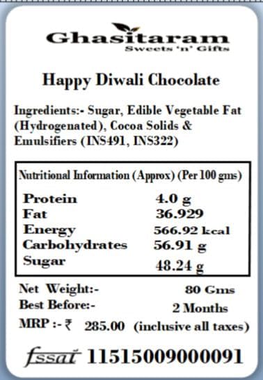 Ghasitaram Gifts Happy Diwali Chocolate