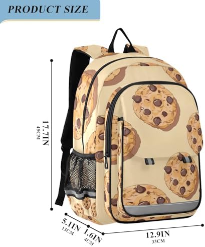 Chocolate Chip Cookies Laptop Backpack for Boys Girls, Bookbag Travel Bag Casual Daypack School Backpack for Students