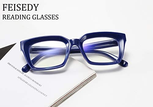 FEISEDY Retro Square Blue Light Blocking Reading Glasses Anti Glare Digital Eyestrain Reader B2479